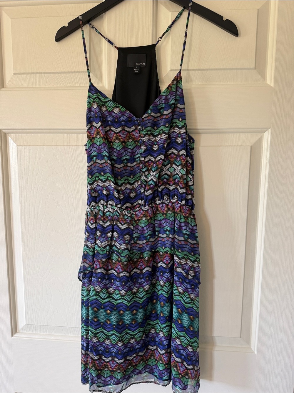 Greylin Multicolor Chevron-Pattern Midi Dress